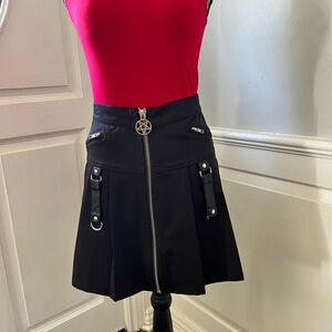 Killstar Black Mini Skirt with Zipper and Pentagram Charm